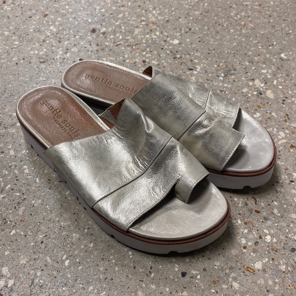 gentle souls Shoes - Gentle souls by Kenneth Cole metallic gold sandals, size 9.5.